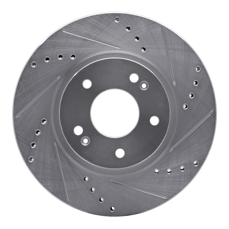 Hyundai Santa Fe Brake Rotor (1) - Front Right - R1 Concepts - Drilled & Slotted - Silver - `01-`06 Hyundai Santa Fe Brake Rotor (1) - Front Right - R1 Concepts - Drilled & Slotted - Silver - `01-`06